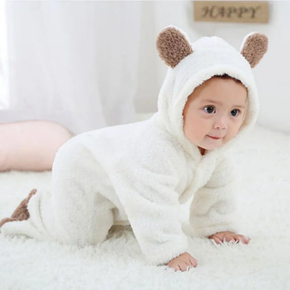 Cozy Bear Cub Hooded Romper – Ultra-Soft Fleece Baby Bodysuit