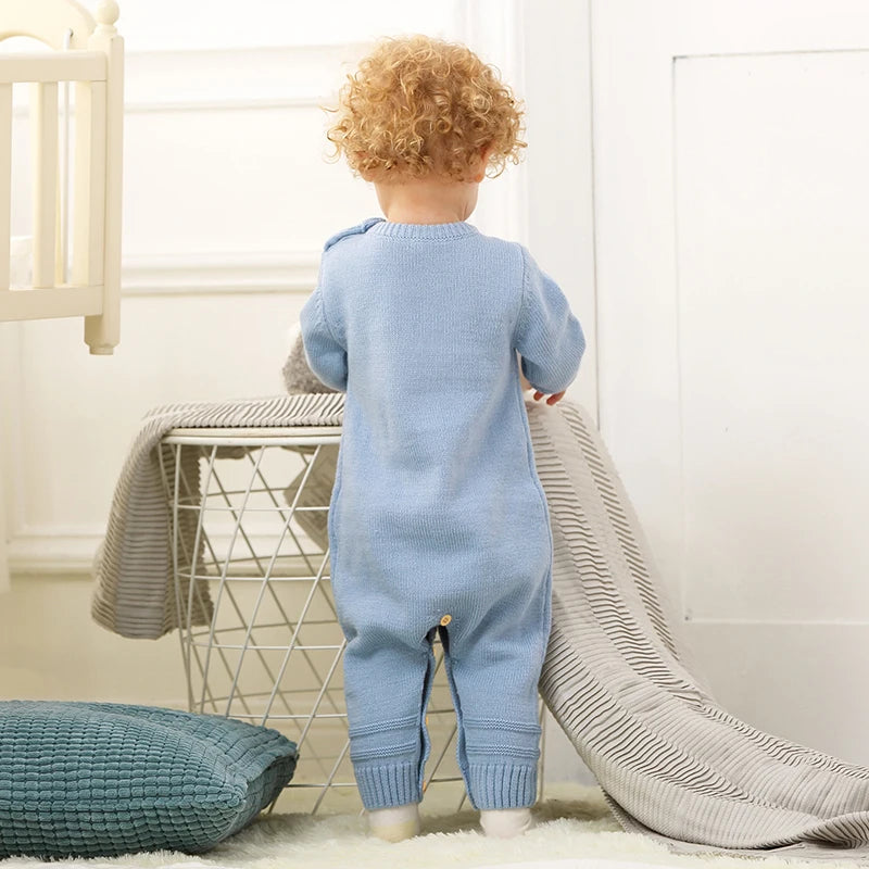 Bunny Snuggles Knit Romper – Soft Unisex Baby Bodysuit