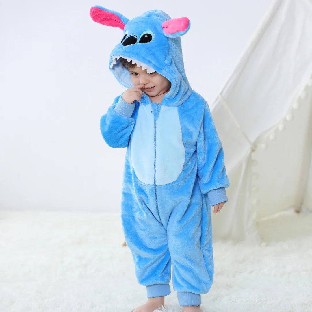Alien Stitch Romper - Stitch-Inspired Hooded Baby/Toddler Bodysuit