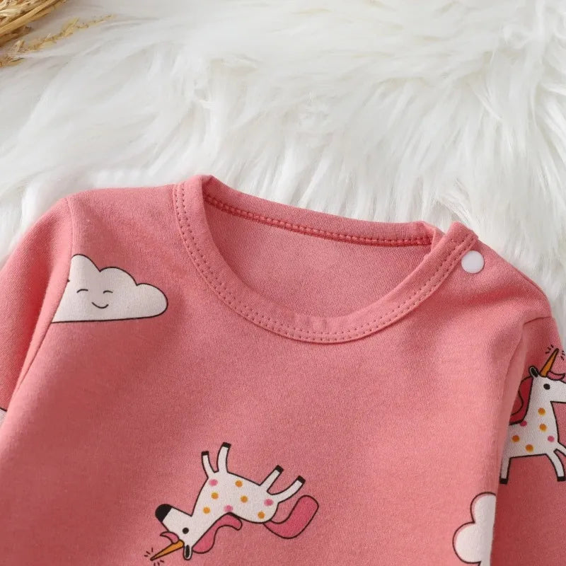 Dreamy Unicorn Cloud Romper - 100% Cotton Long Sleeve Bodysuit