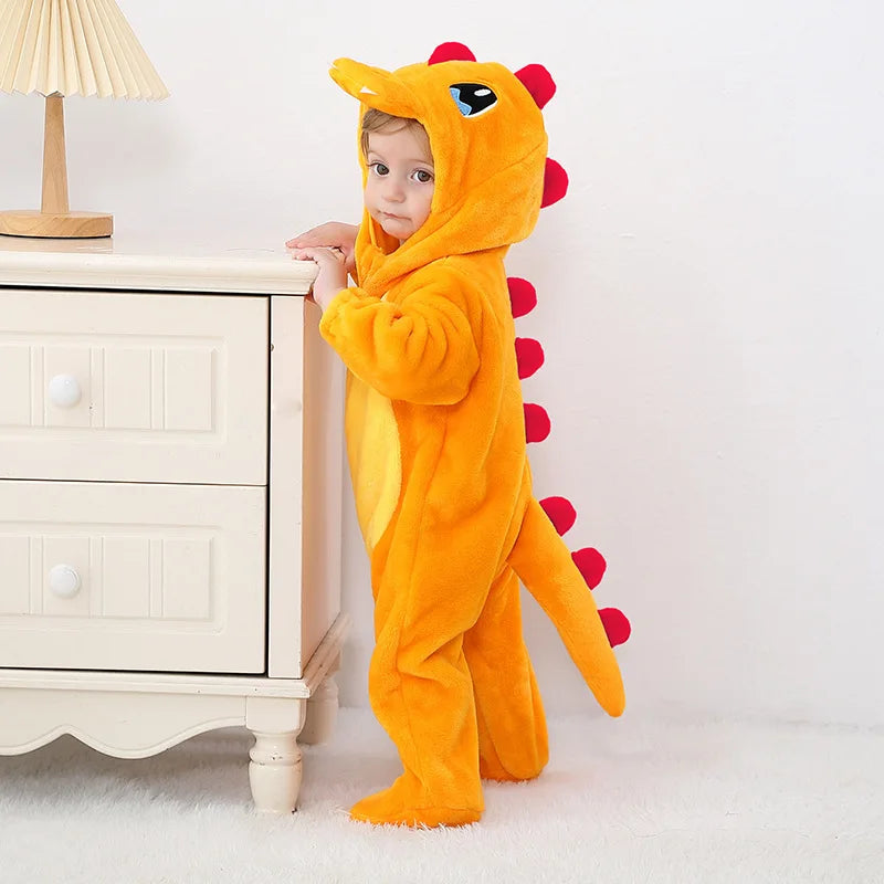 Charmander Flame Romper – Charmander-Inspired Hooded Baby/Toddler Bodysuit