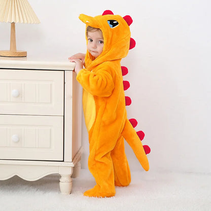 Charmander Flame Romper – Charmander-Inspired Hooded Baby/Toddler Bodysuit