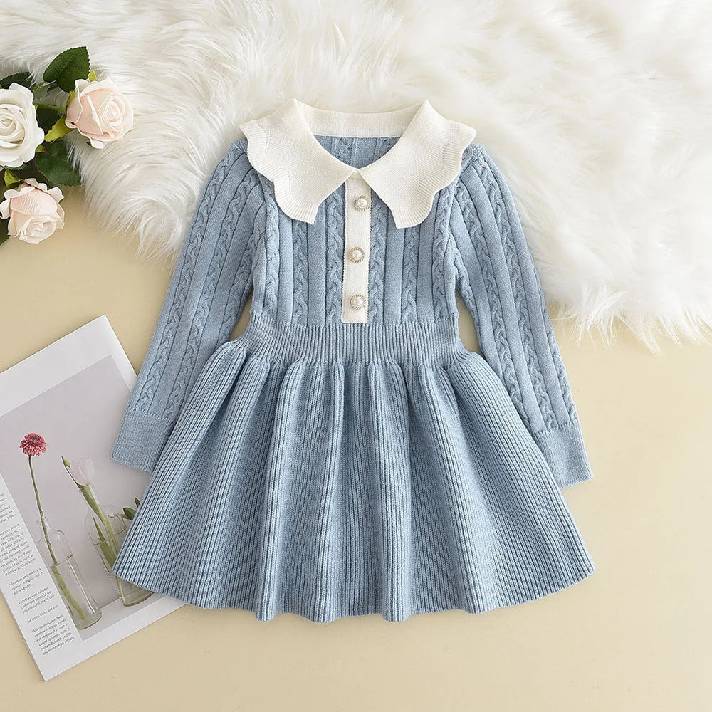 Little Grace Knit Sweater Dress – Girls' Ruffle Winter Dress