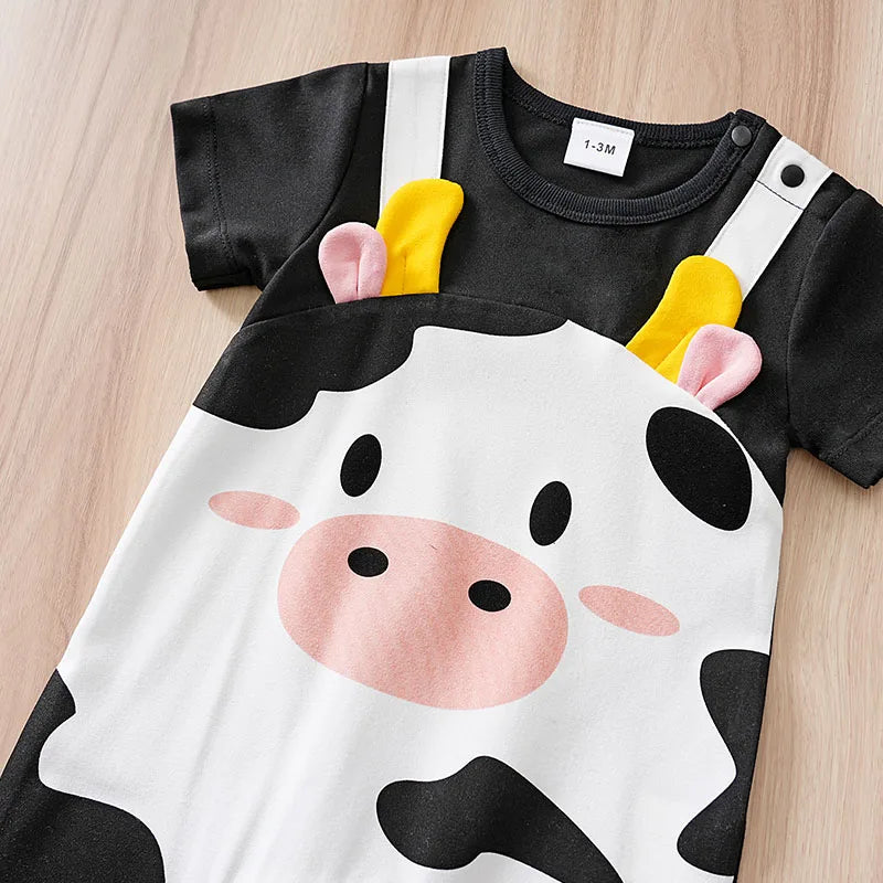 Moo Moo Cute Cow Romper – Summer Bodysuit for Babies