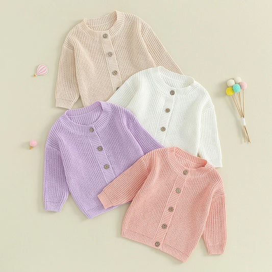 Soft Bloom Baby Knit Cardigan – Cozy Cotton Button-Down Sweater