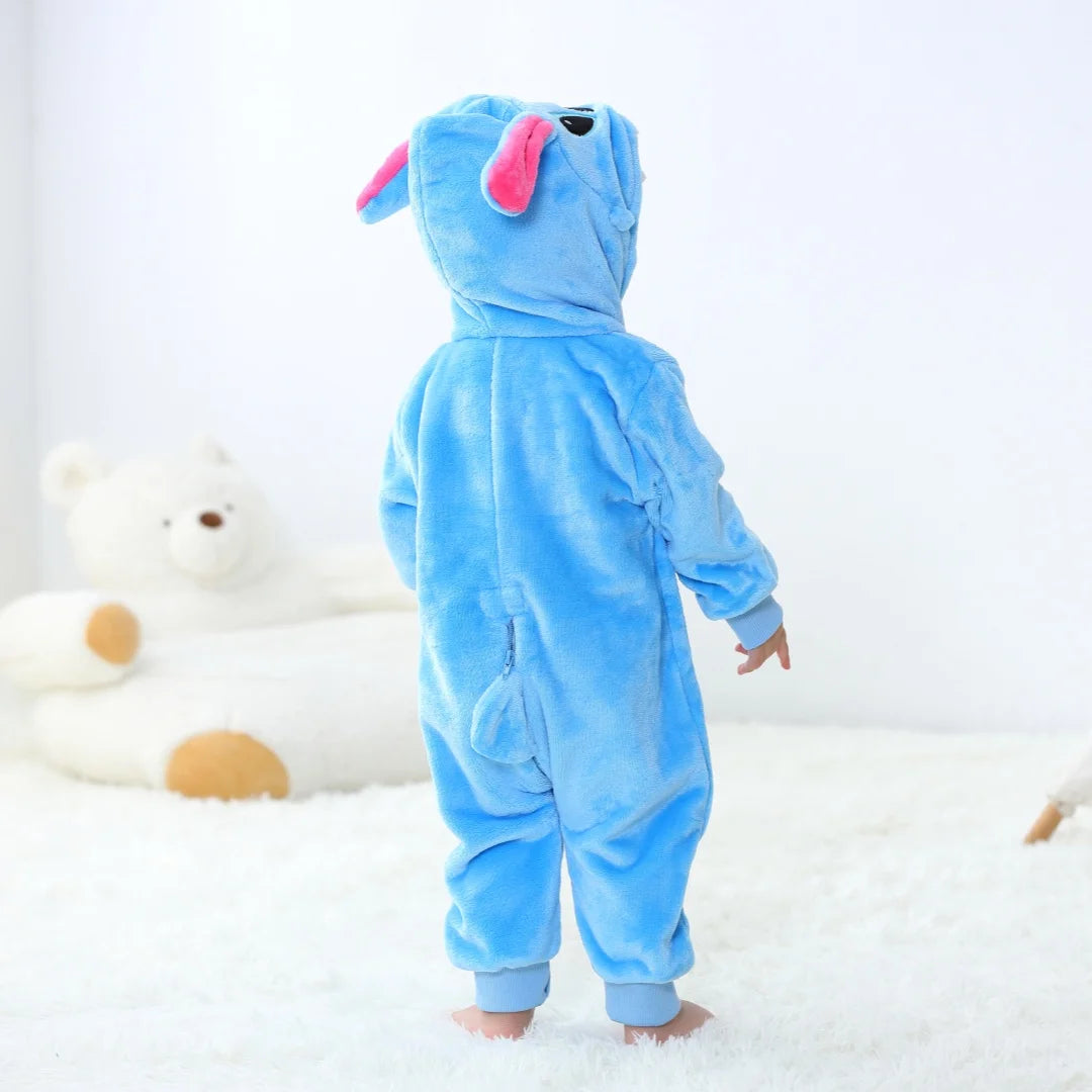 Alien Stitch Romper - Stitch-Inspired Hooded Baby/Toddler Bodysuit