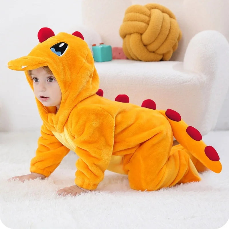Charmander Flame Romper – Charmander-Inspired Hooded Baby/Toddler Bodysuit
