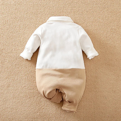 Formal Baby Gentleman Romper – Beige Vest & Bow Tie Bodysuit