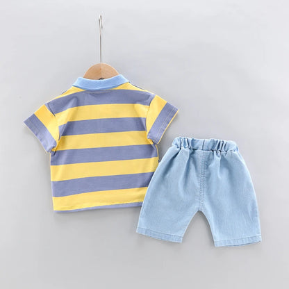 Lucky Kid Polo & Denim Shorts Set – 2-Piece Summer Outfit for Boys