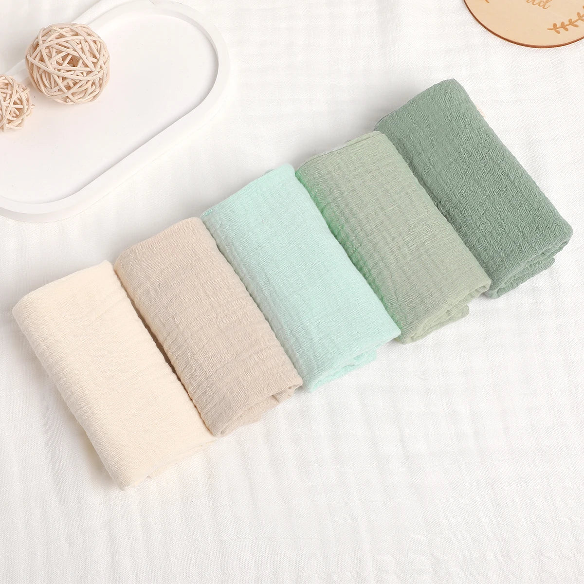 5-Pack Soft Muslin Cotton Baby Washcloths – Gentle & Absorbent Essentials
