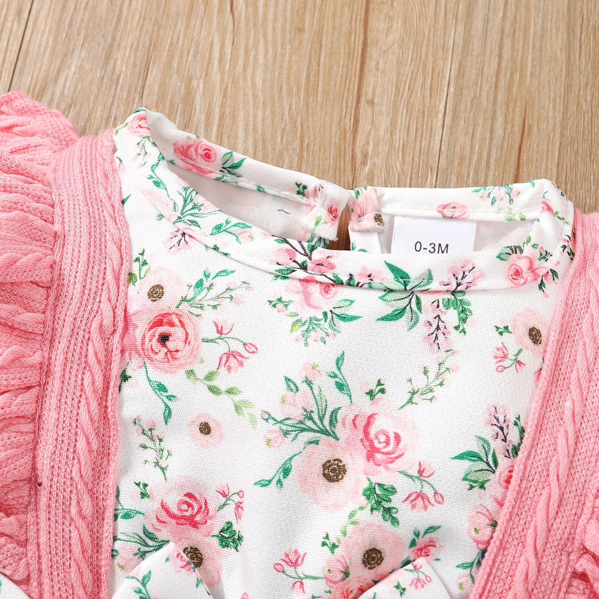 Blossom Belle Baby Girl Set – Floral Romper with Ruffle Overalls & Headband