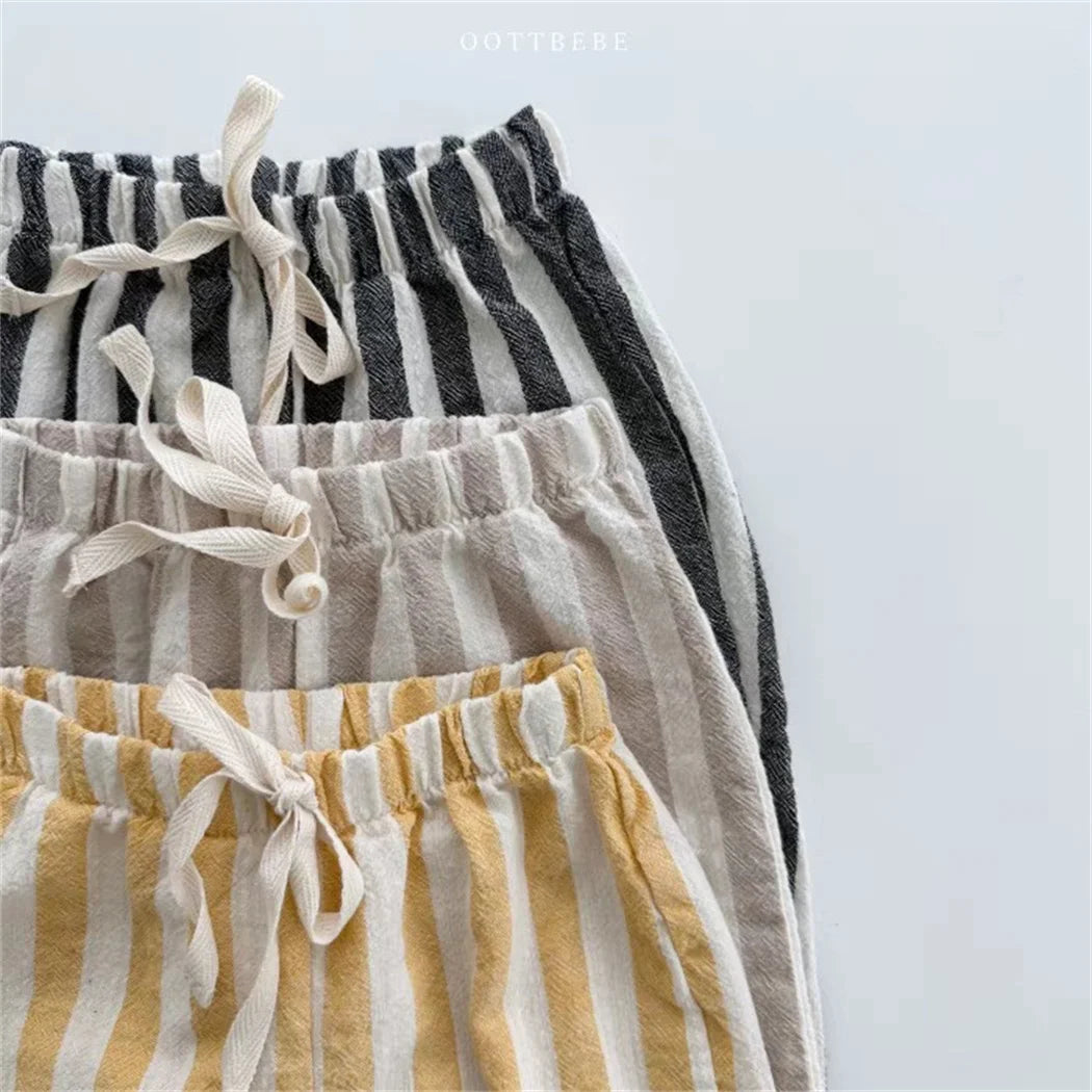 Little Wanderer Striped Linen Pants – Unisex Baby & Toddler Trousers