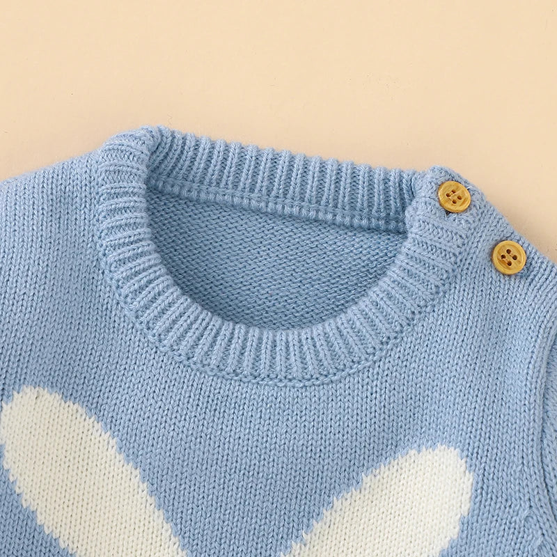 Bunny Snuggles Knit Romper – Soft Unisex Baby Bodysuit