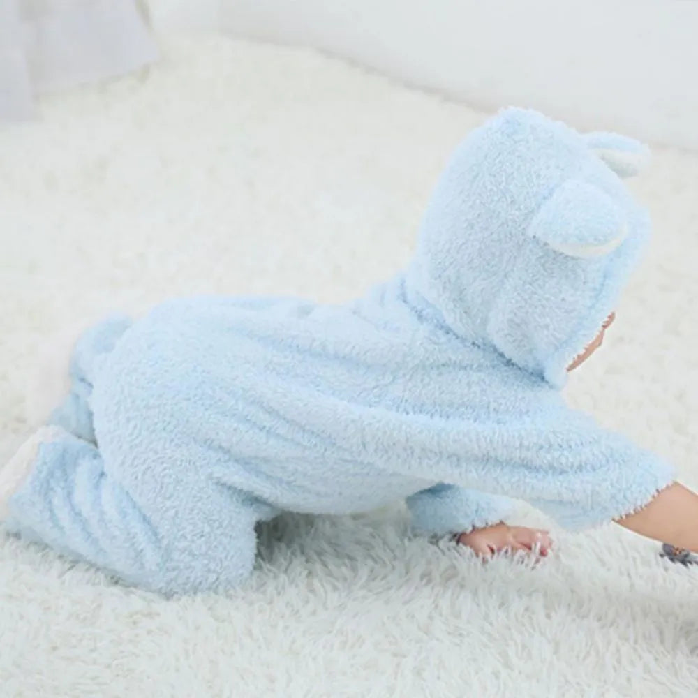 Cozy Bear Cub Hooded Romper – Ultra-Soft Fleece Baby Bodysuit