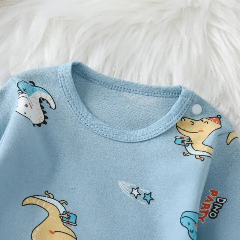 Disco Dino Baby Romper - 100% Cotton Long Sleeve Bodysuit