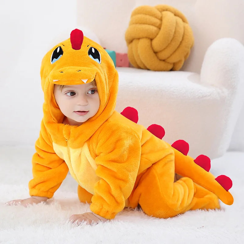 Charmander Flame Romper – Charmander-Inspired Hooded Baby/Toddler Bodysuit
