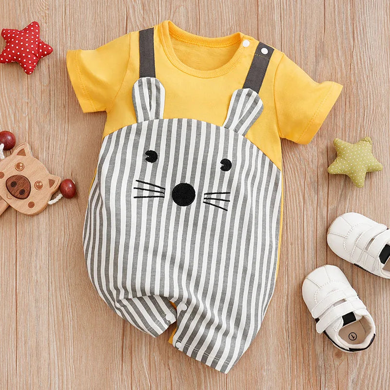 Whiskers & Stripes Baby Mouse Romper – Soft Cotton Cartoon Bodysuit