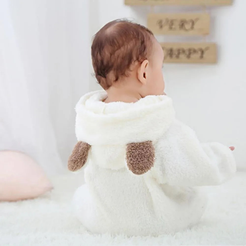 Cozy Bear Cub Hooded Romper – Ultra-Soft Fleece Baby Bodysuit