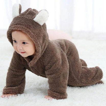 Cozy Bear Cub Hooded Romper – Ultra-Soft Fleece Baby Bodysuit