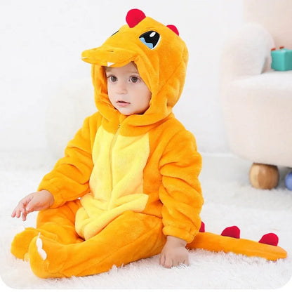 Charmander Flame Romper – Charmander-Inspired Hooded Baby/Toddler Bodysuit