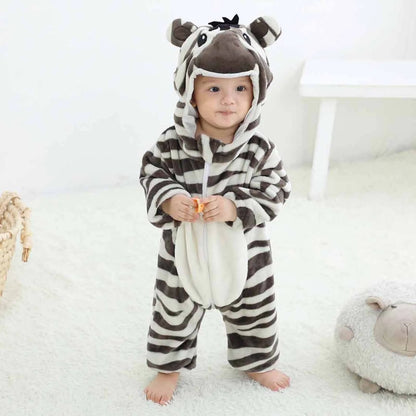 Stripey Zebra Romper - Hooded Baby/Toddler Bodysuit