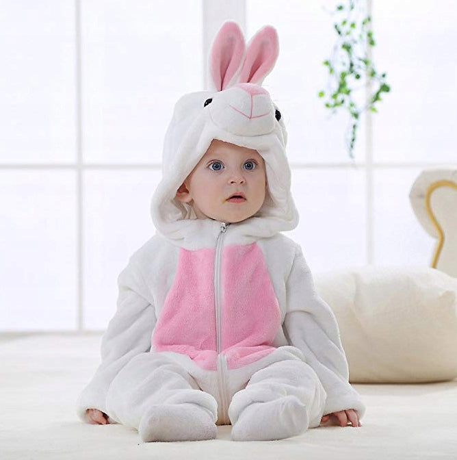 Rosy Rabbit Romper - Hooded Baby/Toddler Bodysuit