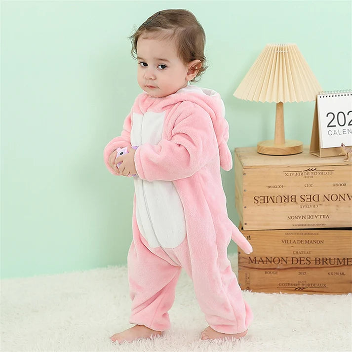 Pink Cat Romper - Hooded Baby/Toddler Bodysuit