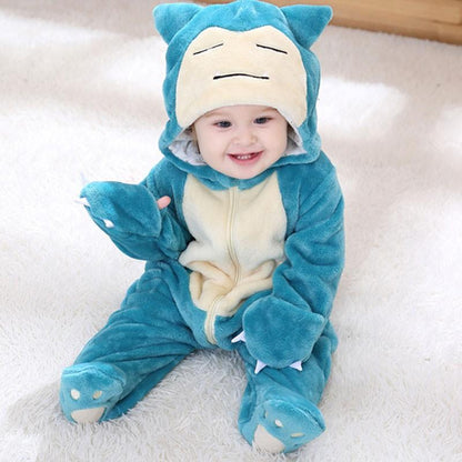 Sleepy Snorlax Romper - Snorlax-Inspired Hooded Baby/Toddler Bodysuit