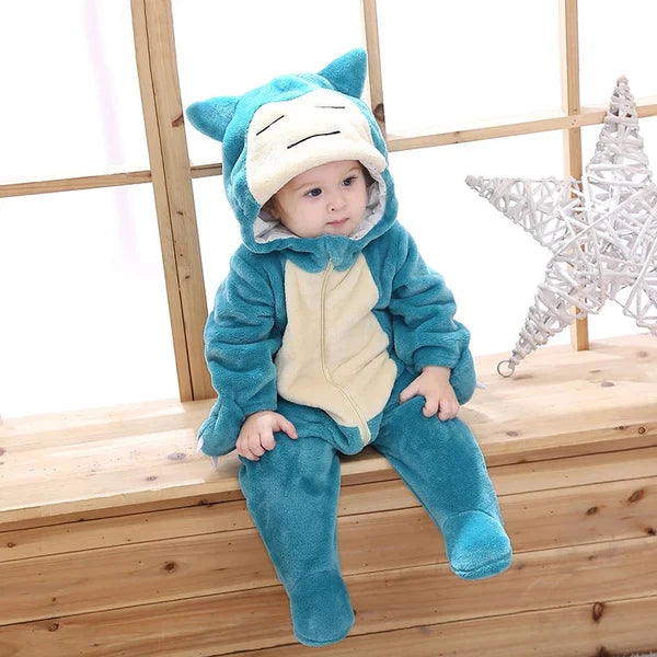 Sleepy Snorlax Romper - Snorlax-Inspired Hooded Baby/Toddler Bodysuit