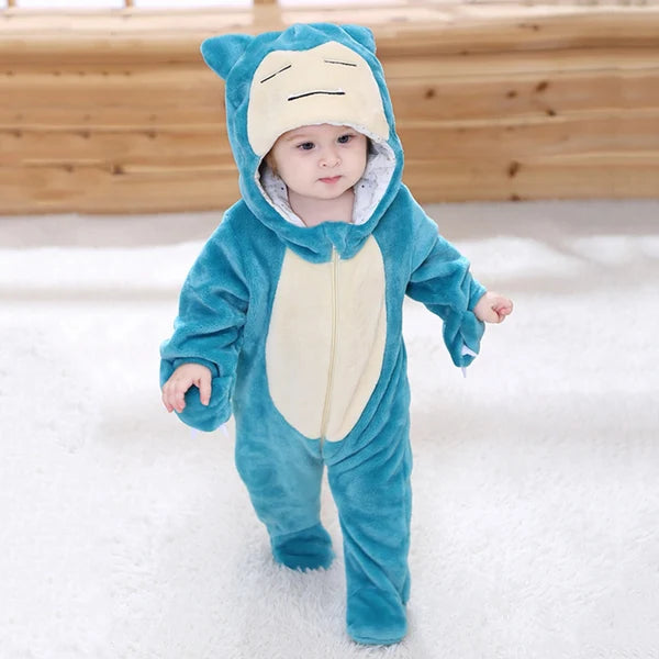 Sleepy Snorlax Romper - Snorlax-Inspired Hooded Baby/Toddler Bodysuit