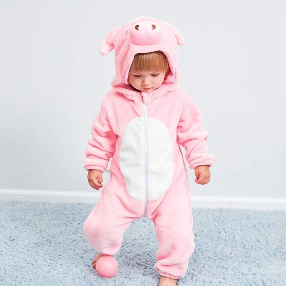 Playful Piglet Romper - Hooded Baby/Toddler Bodysuit